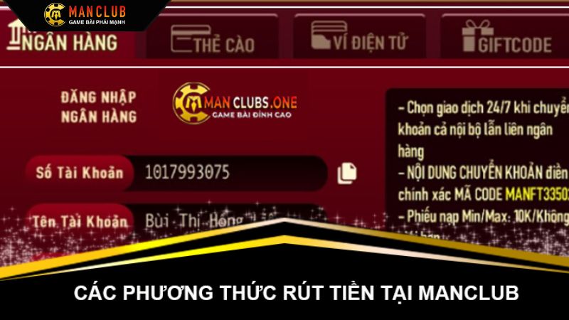 Các bước cụ thể để rút tiền Manclub